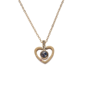 Collier de Projection en Cœur en Acier Inoxydable 100 Langues Je T'aime Pendentif Chiffres Romains pour Femme Bijoux en Strass