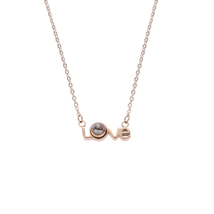 Titanium Steel Love Alphabet Projection Pendant Necklace Minimalist Fashion Rhinestone Inlaid Clavicle Chain Jewelry For Women
