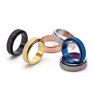 Titanium Steel Spinner Ring For Anxiety Men Women Frosted Sandblasted Personality Band Ring Fashion Couple Jewelry Gift