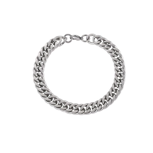 Bracelet Homme en Acier Titane Maille Gourmette Poli Acier Inoxydable Hip Hop Chaîne Bracelet Cadeau Bijoux Minimaliste