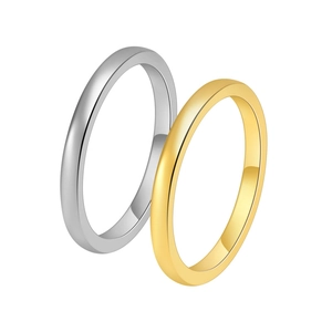 Polished 2mm tungsten steel rings in gold and silver finish with mirror effect