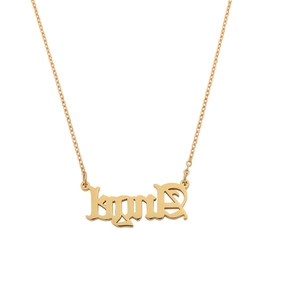 Collier Angel minimaliste en acier inoxydable doré avec pendentif lettre cursive