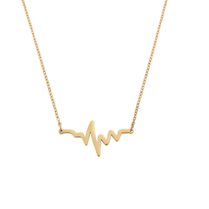Collier en Acier Inoxydable avec Pendentif Battement de Coeur et Lettre Plaqué Or Chaîne de Clavicule pour Femme