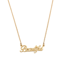 Collier en acier inoxydable doré avec pendentif Beautiful et chaîne à maillons fins