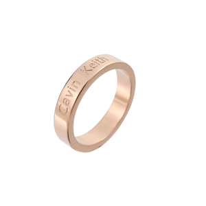 Bague de couple en acier inoxydable or rose avec gravure Calvin Keith pour homme et femme