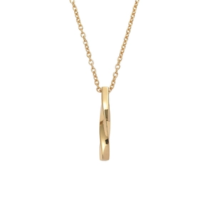 Polished 18K gold twist pillar pendant necklace on thin chain for minimalist fashion