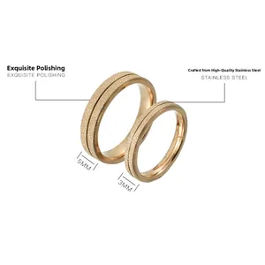 Détails de bagues en acier inoxydable rose mat avec anneaux de 3 mm et 5 mm