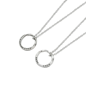 Titanium steel Mobius ring necklaces with polished and vintage silver finish pendants