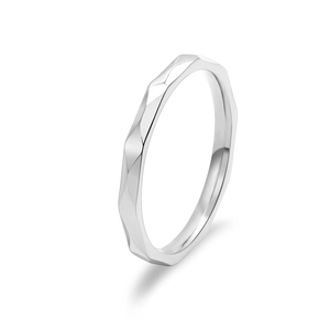 Bague Losange en Acier Titane Minimaliste pour Femme Anneau Fin Facetté Géométrique Plaqué Argent Or Rose Bijoux