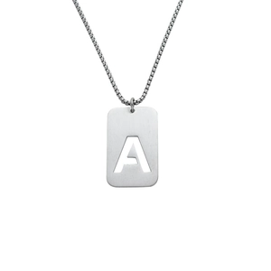 Titanium Steel Hollow Letter Pendant Necklace For Men Women Polished Alphabet Dog Tag Personalized Minimalist Jewelry Gift
