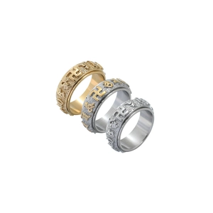 Drehbare buddhistische Ringe aus Edelstahl in Gold und Silber mit Mantra-Gravur