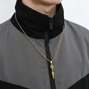 Collier avec pendentif Vajra pour homme en acier inoxydable doré et chaîne box