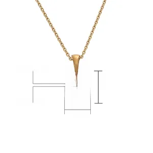 Detailed size chart of stainless steel rectangle pendant with gold letter B engraving