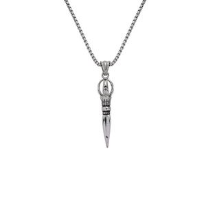 Collier avec pendentif bouddhiste Vajra en acier inoxydable vintage et chaîne boîte homme