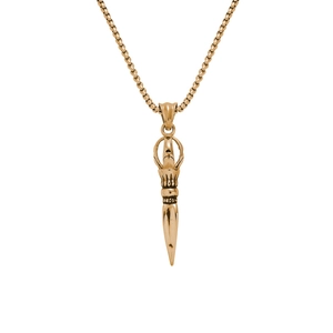 Collier Pendentif Vajra en Acier Inoxydable Vintage pour Hommes Amulette Bouddhiste Religieuse Bijoux Phurba Style Ethnique