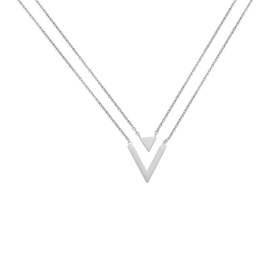 Minimalist double layer V-shaped necklace with silver pendant for women fashion accessory