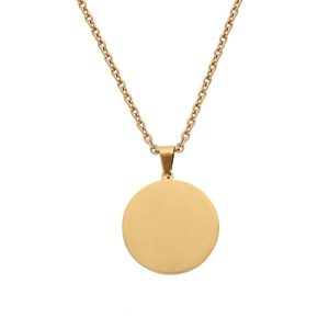 Collana con Pendente a Piastra Rotonda Liscia in Acciaio Inossidabile Minimalista per Uomo Donna Gioielli Lucidi