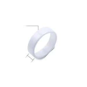 Detailed close-up of 6mm white ceramic ring featuring a smooth polished finish