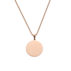 Collana con ciondolo a disco rotondo minimalista in oro rosa con superficie lucida