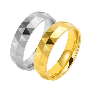Bague en Carbure de Tungstène Minimaliste pour Hommes Femmes Facetté Géométrique Anneau Poli Résistant aux Rayures Bijoux