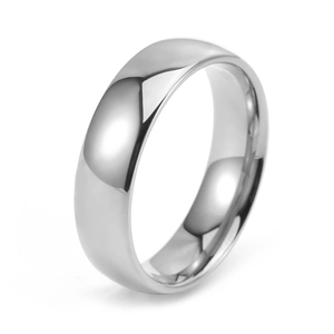 Polished silver tungsten steel plain band ring for men and women with mirror finish surface
