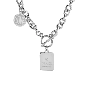 Collier en Acier Titane Hip Hop pour Hommes Fermoir OT Pendentif Carré Poli Disque Rond Gravé Bijoux Industriels