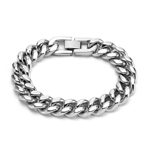 Bracelet Homme Classique en Acier Inoxydable Maille Gourmette Poli Miroir Style Hip Hop Punk Bijoux de Mode Cadeau