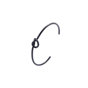 Minimalist knot design open cuff bracelet in black finish for women jewelry
