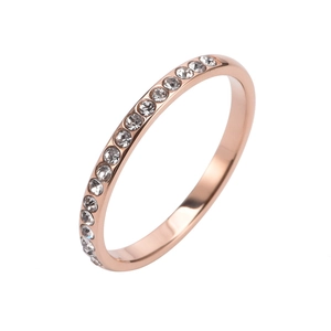 Minimalistischer Edelstahl Einreihiger Zirkonia Ewigkeit Ring Für Damen Roségold Silber Galvanisierter Modischer Finger Schmuck