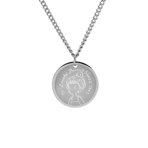 Minimalistische Roestvrijstalen Ronde Munt Hanger Ketting Voor Vrouwen Lovely Princess Gegraveerd Cartoon Meisje Portret Zilveren Sieraden