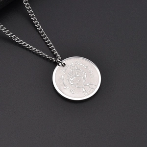 Zilveren ronde Kleine Prins hanger ketting met matte afwerking en fijne schakelketting
