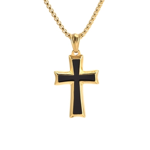 Minimalist Stainless Steel Black Drip Oil Cross Pendant Necklace For Men Women Unisex Religious Jewelry Accessory