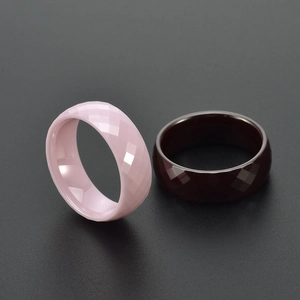 Fashion 8mm ceramic rings featuring minimalist geometric rhombus faceted design