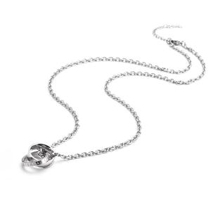 Interlocked triple ring necklace in silver finish featuring Eternal Love engraving