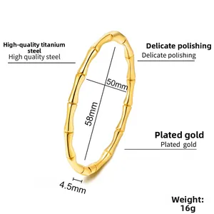 Detailed size specifications of 18K gold plated stainless steel bamboo bracelet
