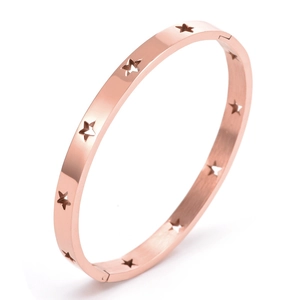 Hollow Star Stainless Steel Bangle For Women Men Fashion Simple Titanium Steel Star Buckle Bracelet Gold Silver Rose Gold Plated Jewelry Gift