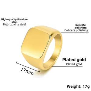 Detailed macro view of gold plated square titanium steel ring with polished finish
