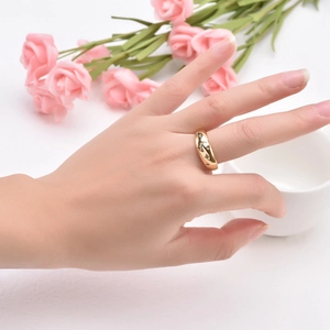 Gold star and moon titanium steel ring with sparkling zircon stones for women