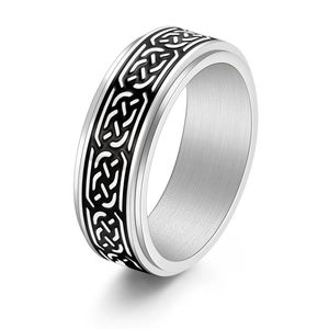 Nordic Style Celtic Knot Stainless Steel Spinner Ring For Men Women Black Gold Silver Color Stress Relief Rotating Band Ring