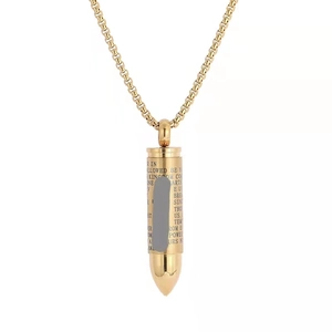 Stainless Steel Bullet Pendant Necklace For Men Personalized Lord Prayer Scripture Engraved Punk Religious Hip Hop Jewelry