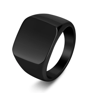 Minimalist Stainless Steel Square Signet Ring For Men Polished Geometric Band Ring Punk Style Fashion Jewelry Finger Ring