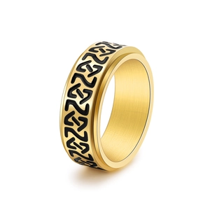 Bague rotative Viking nœud celtique dorée en acier inoxydable avec design vintage chic