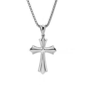 Stainless Steel Cross Pendant Necklace For Men Punk Personalized Smooth Polished Finish Simple Long Neck Jewelry Gift