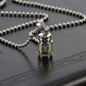 Vintage titanium steel cylinder mantra pendant necklace with golden Om character