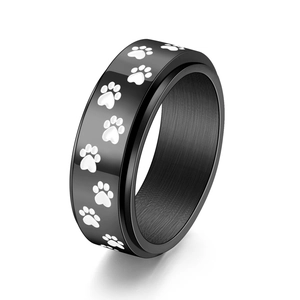 Titanstahl Spinner Ring Für Herren Damen Punk Stil Tier Pfotenabdruck Drehbar Stressabbau Mode Schmuck Fingerring