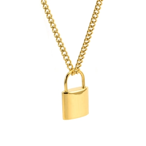 Collana con Ciondolo a Lucchetto in Acciaio Inossidabile Hip Hop per Uomo Collana con Lucchetto Lucido Punk Individuale Gioielli Streetwear