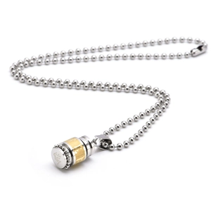 Titanium steel mantra cylinder pendant necklace with rotating Buddhist scripture engraving