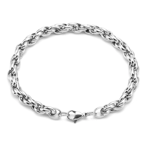 Bracciale da uomo in acciaio al titanio a catena con chiusura a moschettone argento