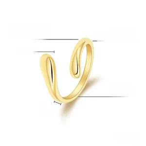 Detailed macro view of 18k gold plated stainless steel teardrop ring with 5mm opening