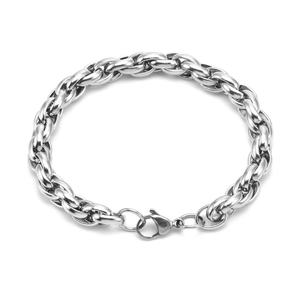 Bracciale in Acciaio Inossidabile Lucido a Catena Osso di Drago da Uomo Fatto a Mano Intrecciato Hip Hop Gioielli Regalo